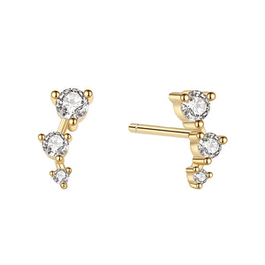 YHE0453 925 Sterling Silver White Cubic Zirconia Trio Stud Earrings