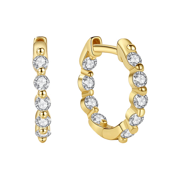 YHE0347 925 Sterling Silver Cubic Zirconia Hoop Earring