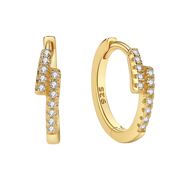 YHE0235 925 Sterling Silver Minimalist Cubic Zirconia Huggies Earring