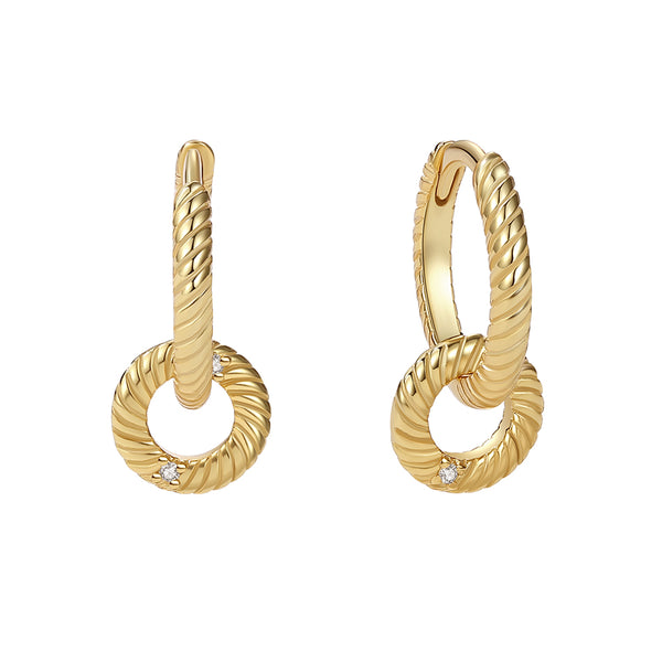 YHE0380 925 Sterling Silver Interlock Round Twist Hoop For Women