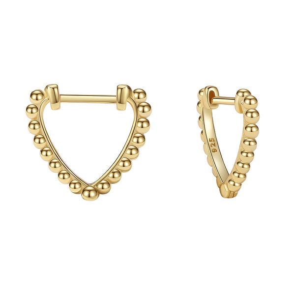 YHE0280 925 Sterling Silver Heart Bead Hoop Women Earring