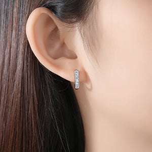 YE3284 925 Sterling Silver Zircon Hoop Earrings