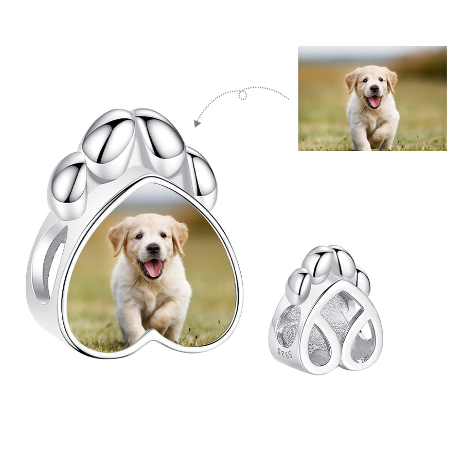 XPPY1095 925 Sterling Silver Puppy Footprint Customized Charm