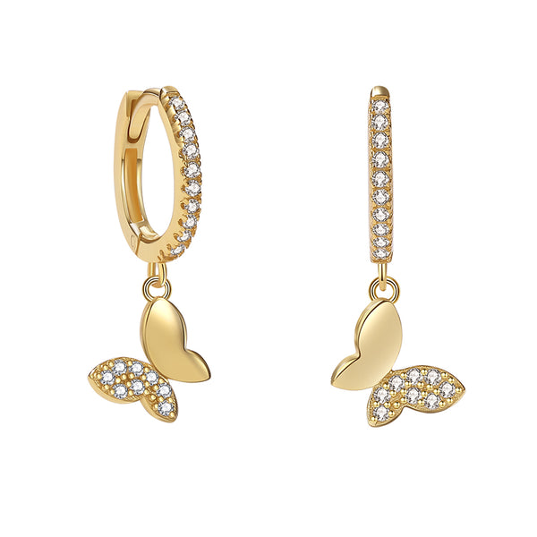YHE0238 925 Sterling Silver Butterfly Eearring With Cubic Zirconia