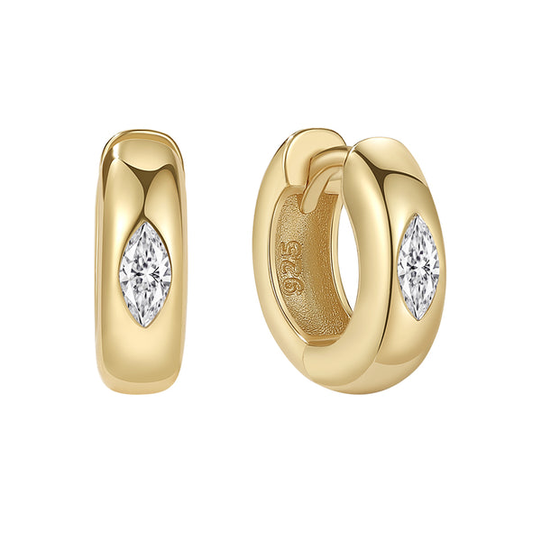 YHE0356 925 Sterling Silver Marquis Cubiz Zirconia Heavy Duty Earrings