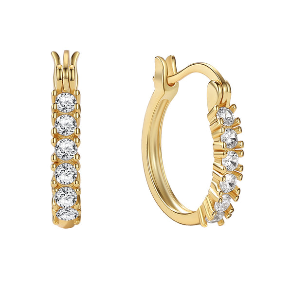 YHE0495 925 Sterling Silver Pave Cubic Zirconia Geometry Hoop Earring