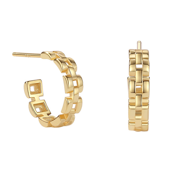 YHE0456 925 Sterling Silver CZ Link Chain Hoop Earring