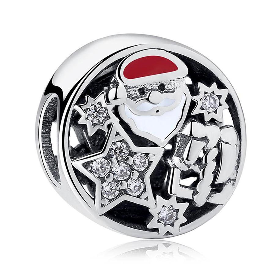 PY1472 925 Sterling Silver Santa Claus Charm for Christmas