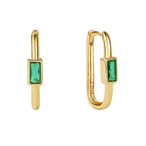 YHE0485 925 Sterling Silver Cubic Zircoia U-shaped Earrings