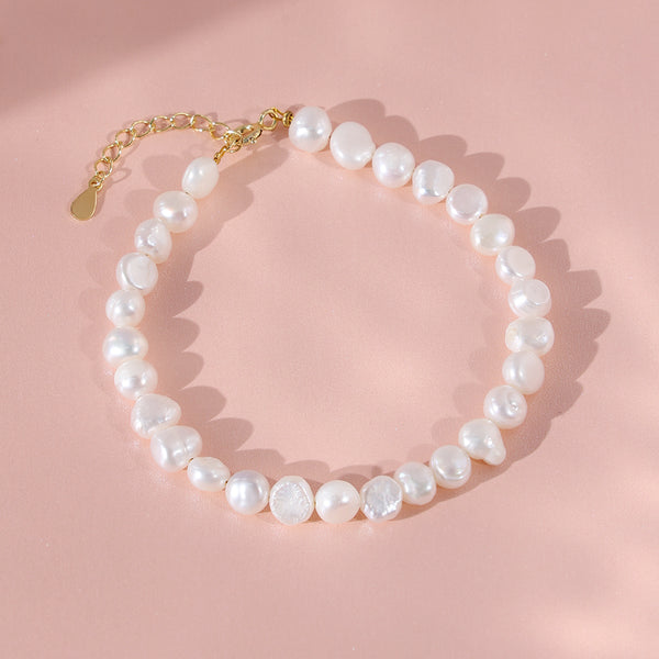 PB0034 925 Sterling Silver 5-6mm Freshwater Pearl Women Bracelets