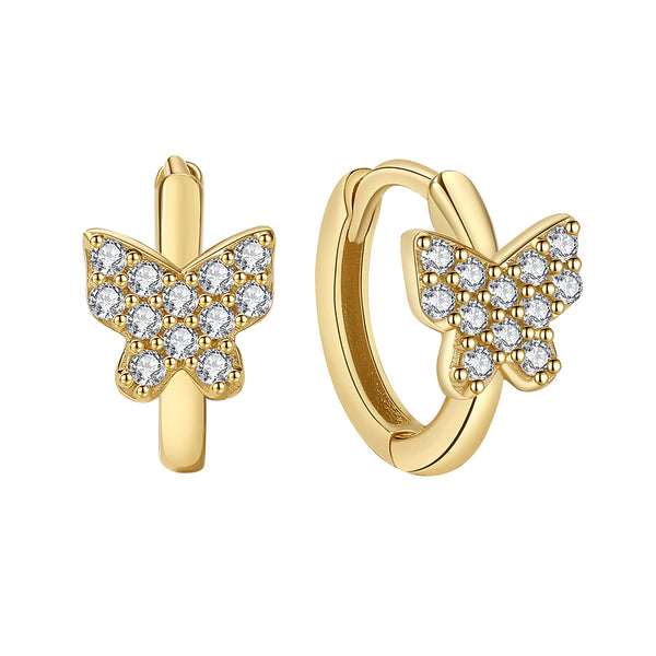 YHE0448 925 Sterling Silver Boutique Butterfly CZ Hoop Earring