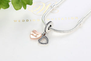 PY1409 925 Sterling Silver Zircon Heart Charms