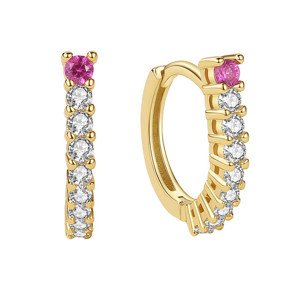 YHE0299 925 Sterling Silver Sparkle CZ Minimalist Women Hoop Earring