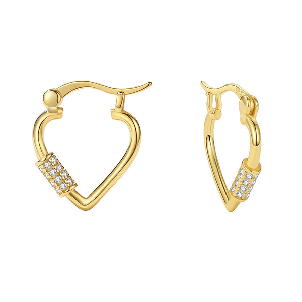 YHE0483 925 Sterling Silver CZ Carabiner Heart Earring