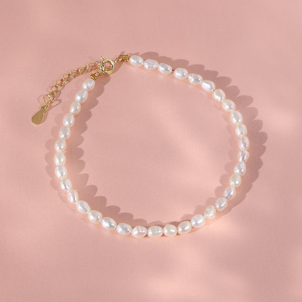 PB0022 925 Sterling Silver Dainty 3MM Freshwater Pearl Bracelet