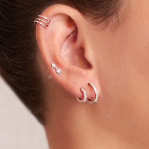 FE1369 925 Sterling Silver Unique Zircon Hoop Earrings