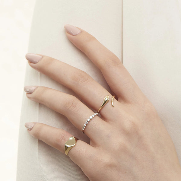 FJ0432 925 Sterling Silver Zircon Snake Ring