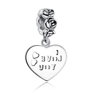 PY1016 925 Sterling Silver "I LOVE YOU" Dangle Heart Charm