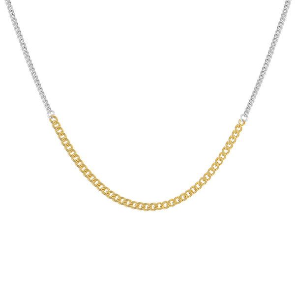 FX0885 925 Sterling Silver Curb Link Chain Necklace [Mixed color]