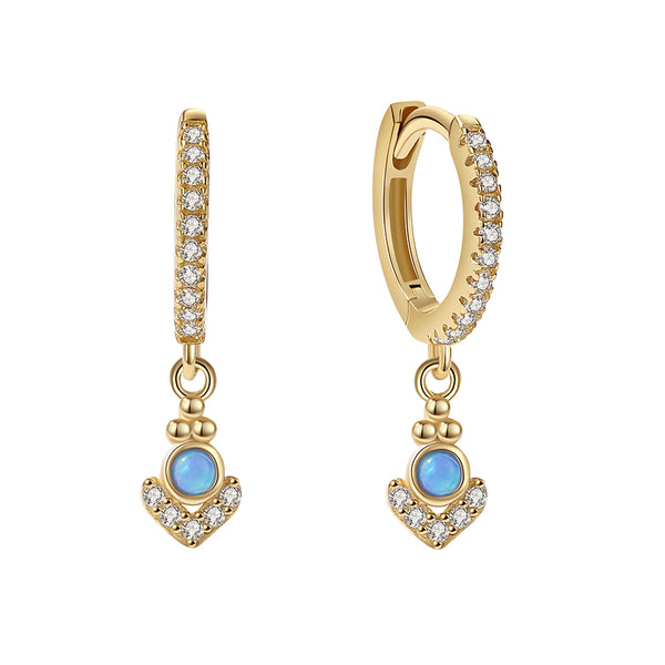 YHE0362 925 Sterling Silver Bohemia Blue Opal & CZ Dangle Earring