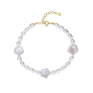 PB0043 925 Sterling Silver Flower Freshwater Pearl Bracelets