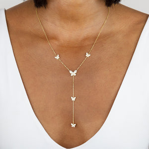 FX0377 925 Sterling Silver Butterfly Drop Necklace