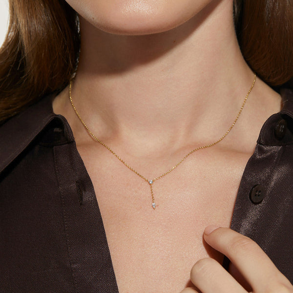 FX0874 925 Sterling Silver Marquis Shinning Cubic Zirconia Necklaces