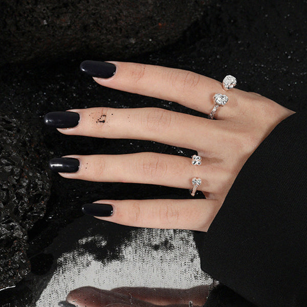 RHJ1124 925 Sterling Silver Texture Open Ring