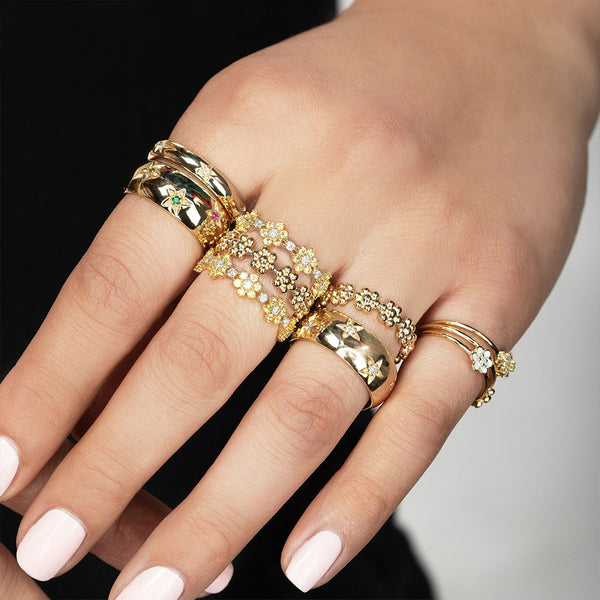 FJ0675 925 Sterling Silver Petite Star Band Ring
