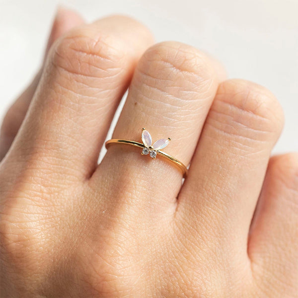 FJ0659 925 Sterling Silver Butterfly Cubic Zircon Ring