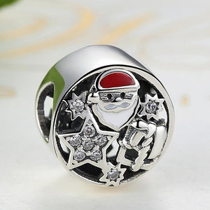 PY1472 925 Sterling Silver Santa Claus Charm for Christmas
