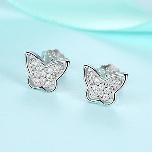 YE3136 925 Sterling Silver Butterfly Lovely Delicate Earrings
