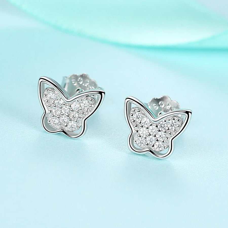 YE3136 925 Sterling Silver Butterfly Lovely Delicate Earrings