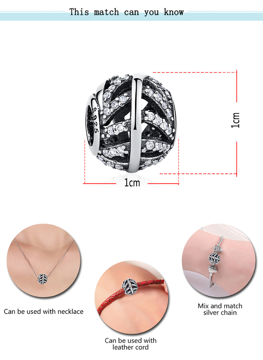 PY1298 925 Sterling Silver Cubic Zircon Vintage Beads