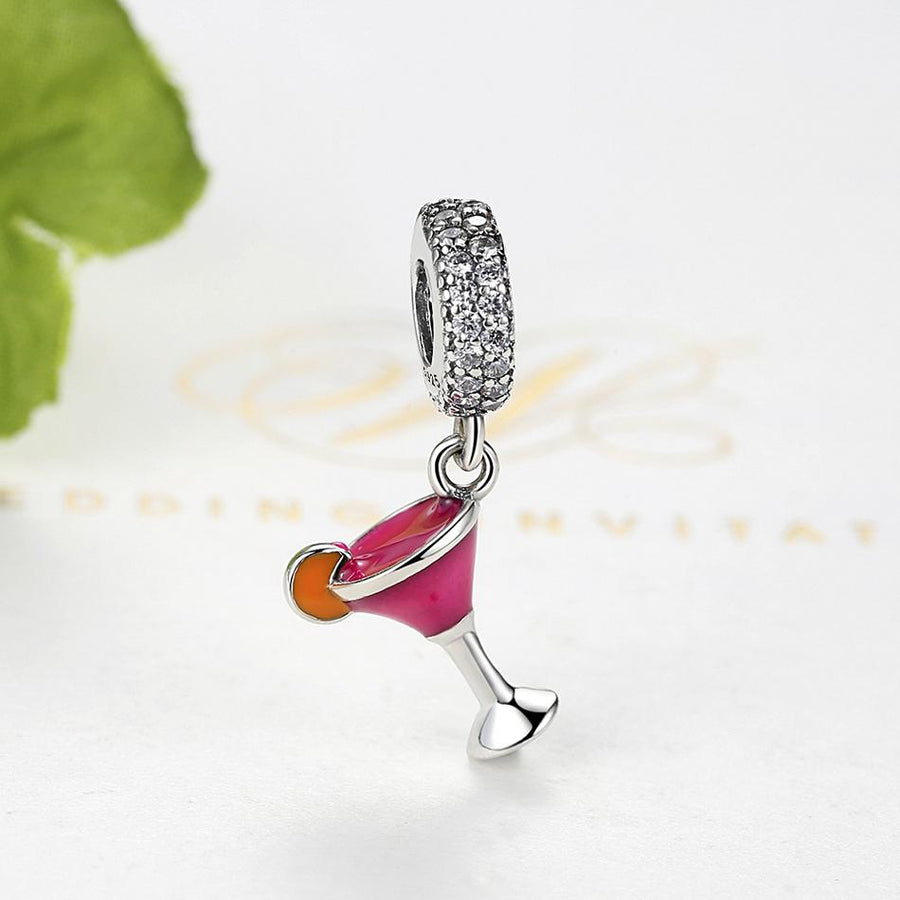 PY1431 925 Sterling Silver Fruity Cocktail Dangle Charm