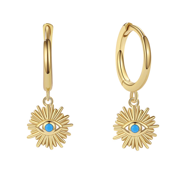 YHE0208 925 Sterling Silver Evil Eye Gemstone Dangle Earring