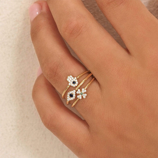 FJ0514 925 Sterling Silver Zircon Hand Ring