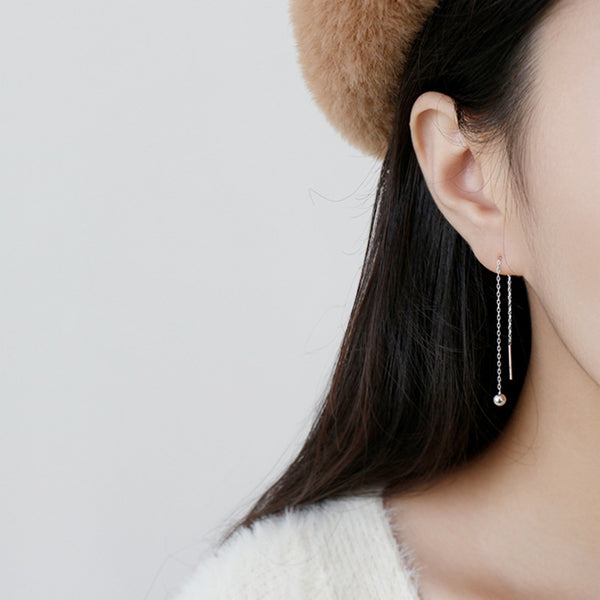 RHE1035 Long Chain Bead Thread Earring