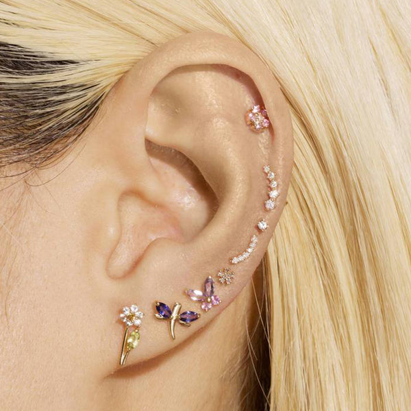 FE1557 925 Sterling Silver Butterfly Cubic Zircon Stud Earrings