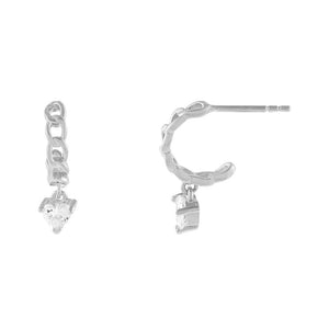 FE1501 925 Sterling Silver Knot Dangle Hoops With CZ