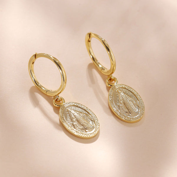 YHE0114 925 Sterling Silver Santa Maria Coin Dangle Earring