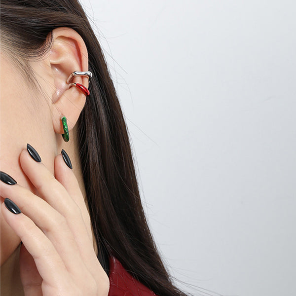 RHE1056 925 Sterling Silver Irregular Geometry Ear Cuff