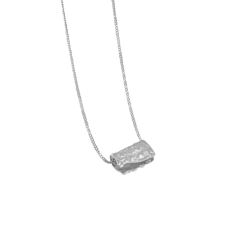 RHX1033 925 Sterling Silver Irregular Geometry Block  Necklace