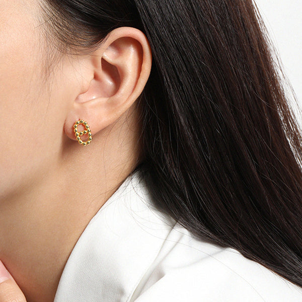RHE1074 925 Sterling Silver Dainty Bead Women Earrings