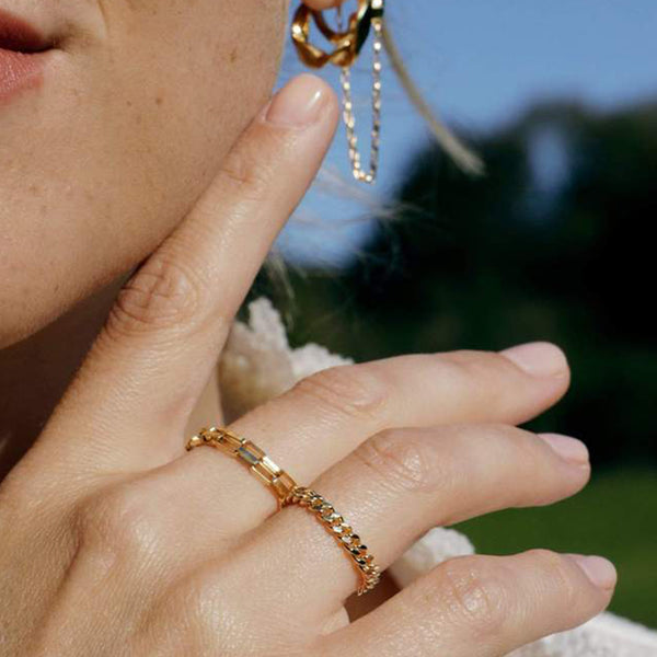 FJ0700 925 Sterling Silver Curb Chain Ring