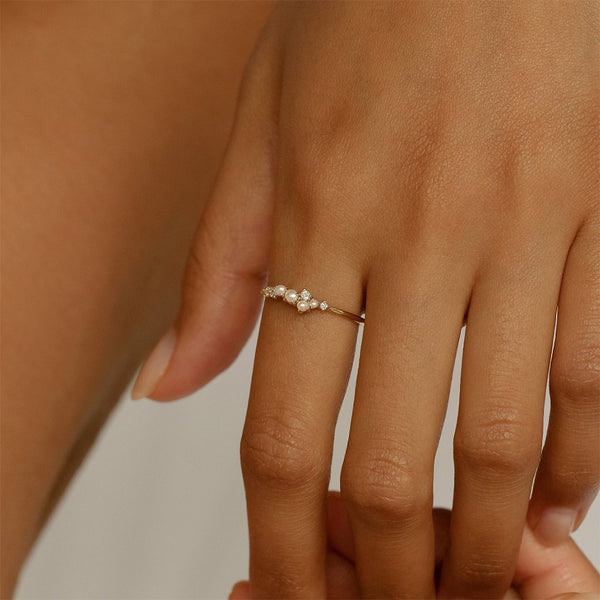 FJ0721 925 Sterling Silver Freshwater Pearl CZ Ring