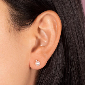 PE0008 925 Sterling Silver Freshwater Pearl & Cubic Zirconia Women Stud Earrings