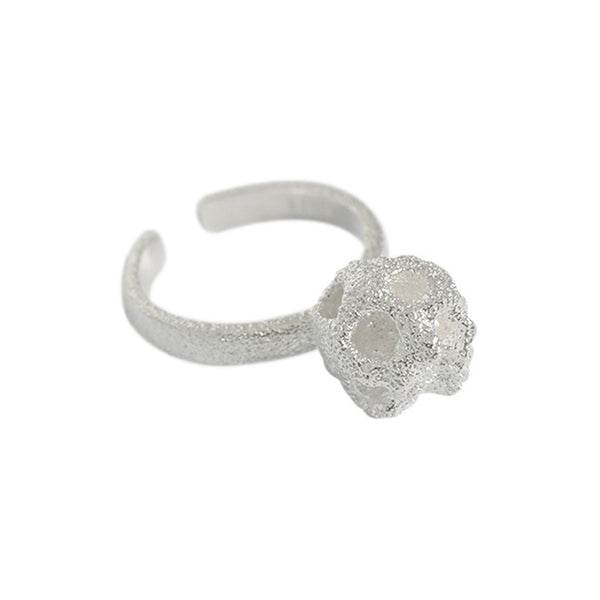 RHJ1119 925 Sterling Silver Textured Hollow Ball Women Open Ring