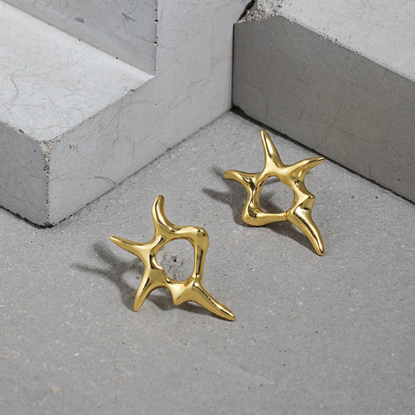 RHE1067 925 Sterling Silver Irregular Star Earring For Women