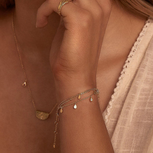 FS0175 925 Sterling Silver Double Layer Bracelet